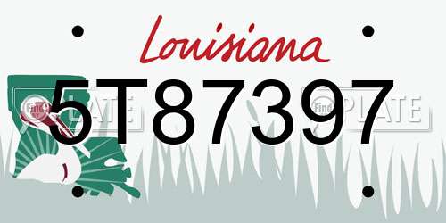 5T87397 Louisiana License Plate