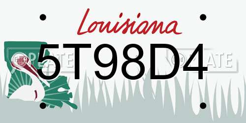 5T98D4 Louisiana License Plate