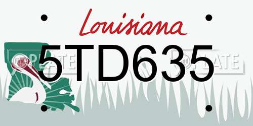 5TD635 Louisiana License Plate