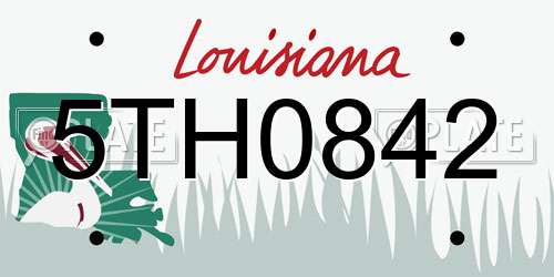 5TH0842 Louisiana License Plate