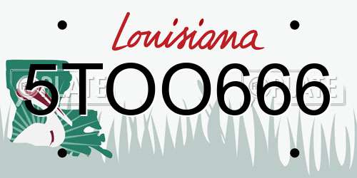 5TOO666 Louisiana License Plate