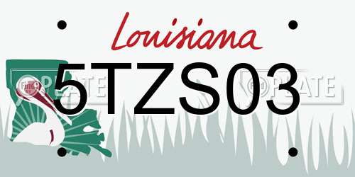 5TZS03 Louisiana License Plate
