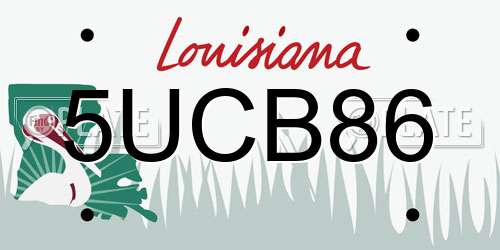 5UCB86 Louisiana License Plate