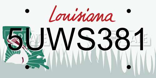 5UWS381 Louisiana License Plate