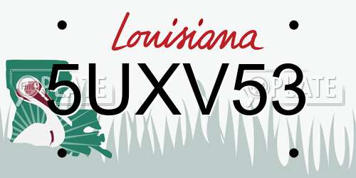 5UXV53 Louisiana License Plate