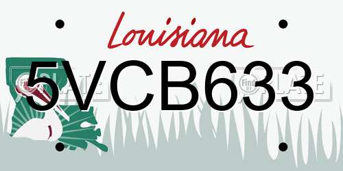 5VCB633 Louisiana License Plate