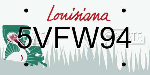 5VFW94 Louisiana License Plate