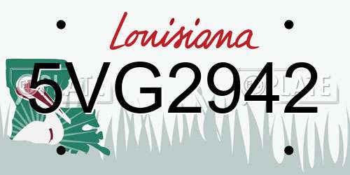 5VG2942 Louisiana License Plate
