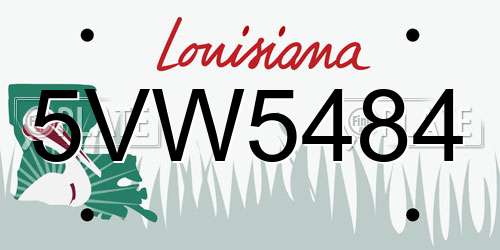 5VW5484 Louisiana License Plate