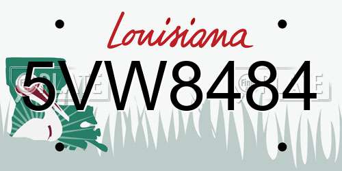5VW8484 Louisiana License Plate