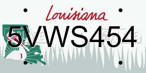 5VWS454 Louisiana License Plate