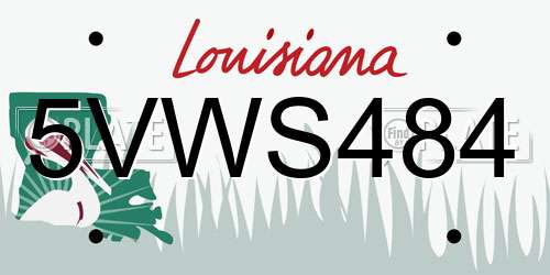 5VWS484 Louisiana License Plate