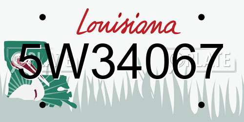 5W34067 Louisiana License Plate