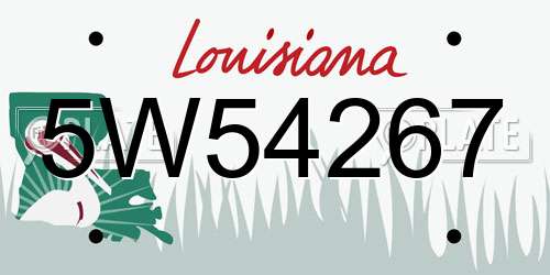 5W54267 Louisiana License Plate