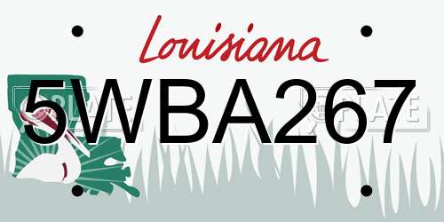 5WBA267 Louisiana License Plate