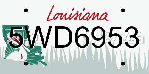 5WD6953 Louisiana License Plate