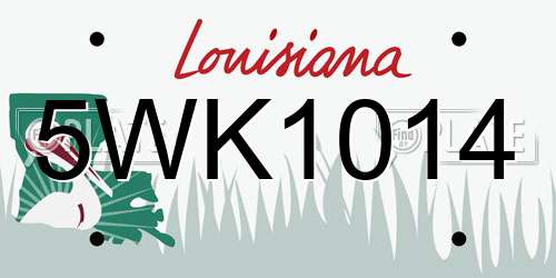 5WK1014 Louisiana License Plate