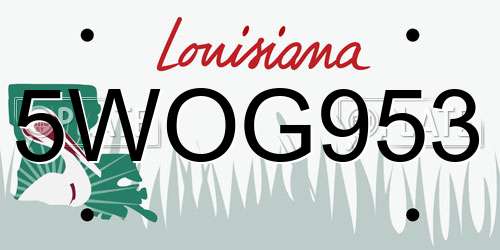 5WOG953 Louisiana License Plate