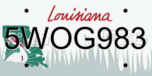 5WOG983 Louisiana License Plate