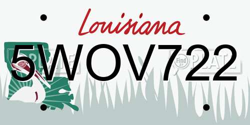 5WOV722 Louisiana License Plate