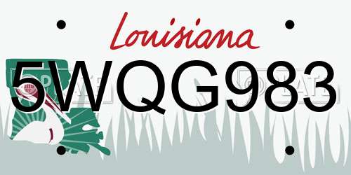 5WQG983 Louisiana License Plate