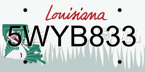 5WYB833 Louisiana License Plate