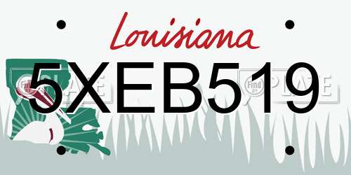 5XEB519 Louisiana License Plate