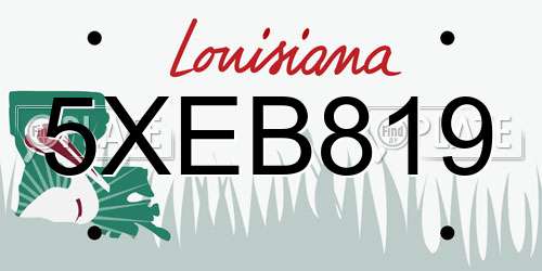 5XEB819 Louisiana License Plate