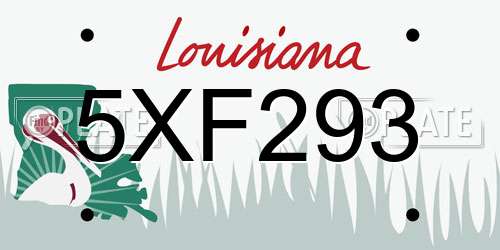5XF293 Louisiana License Plate