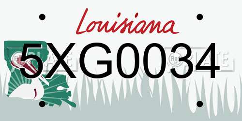 5XG0034 Louisiana License Plate
