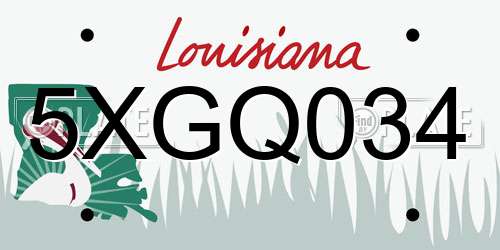 5XGQ034 Louisiana License Plate