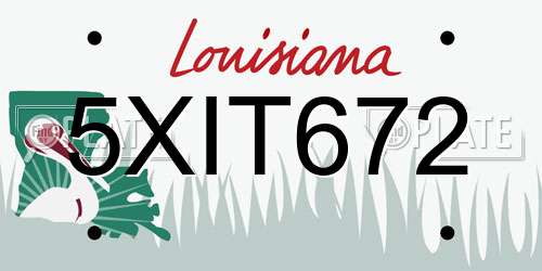 5XIT672 Louisiana License Plate