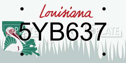 5YB637 Louisiana License Plate