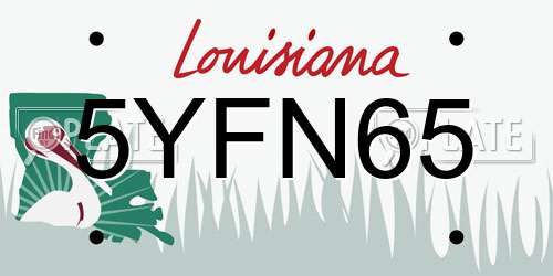 5YFN65 Louisiana License Plate