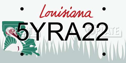 5YRA22 Louisiana License Plate