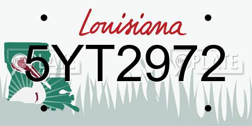 5YT2972 Louisiana License Plate