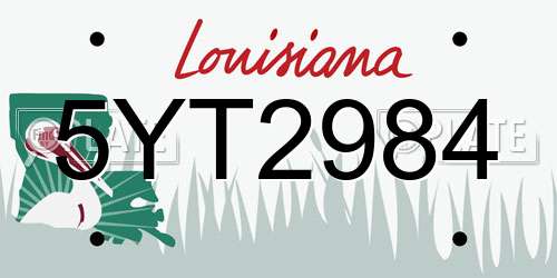 5YT2984 Louisiana License Plate