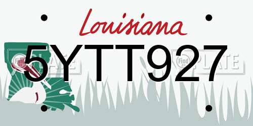 5YTT927 Louisiana License Plate
