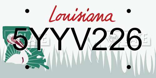 5YYV226 Louisiana License Plate