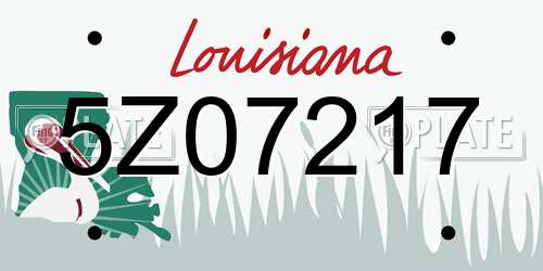 5Z07217 Louisiana License Plate
