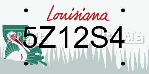 5Z12S4 Louisiana License Plate