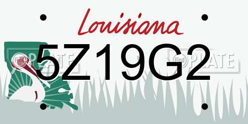 5Z19G2 Louisiana License Plate