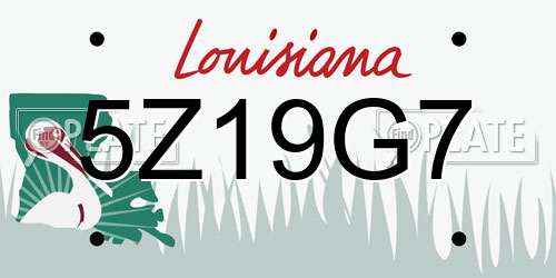 5Z19G7 Louisiana License Plate