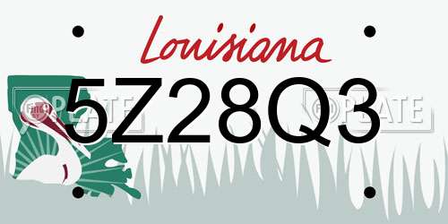 5Z28Q3 Louisiana License Plate