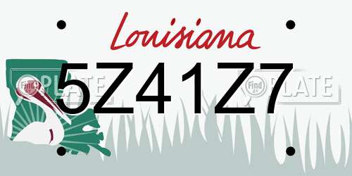 5Z41Z7 Louisiana License Plate