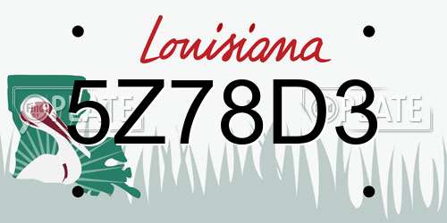 5Z78D3 Louisiana License Plate