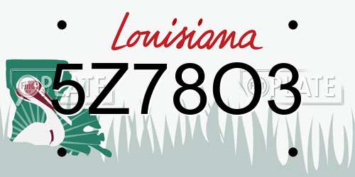 5Z78O3 Louisiana License Plate