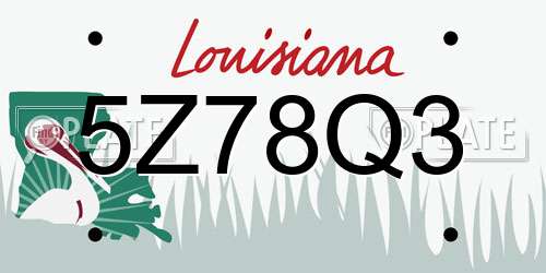 5Z78Q3 Louisiana License Plate