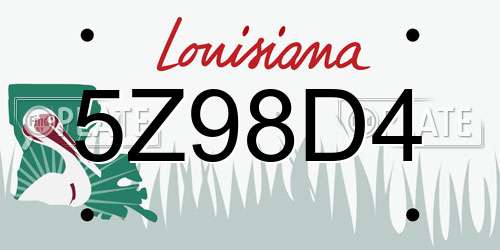5Z98D4 Louisiana License Plate
