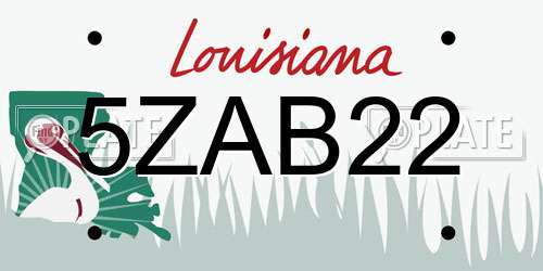 5ZAB22 Louisiana License Plate